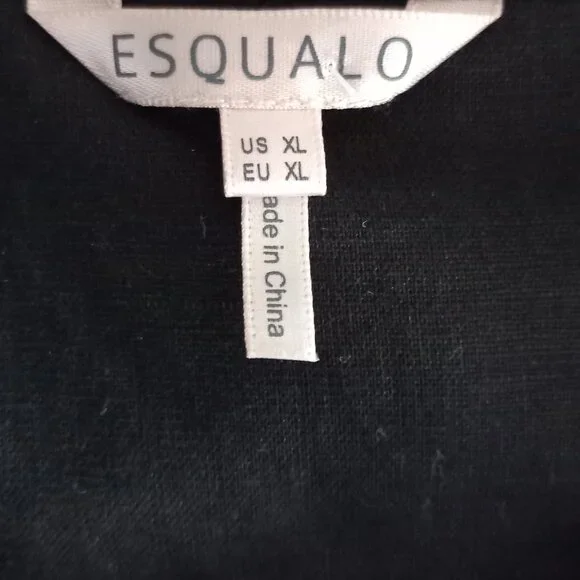 ESQUALO black cotton/linen tiered dress with puff sleeves - Picture 9 of 12